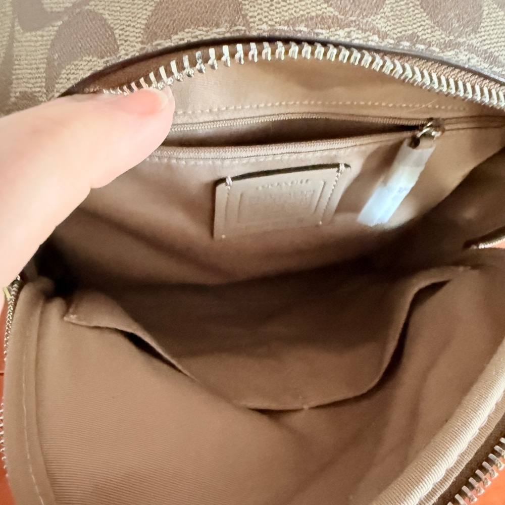Coach Signature Brown and Pale Lime Green Backpack - Picture 8 of 15